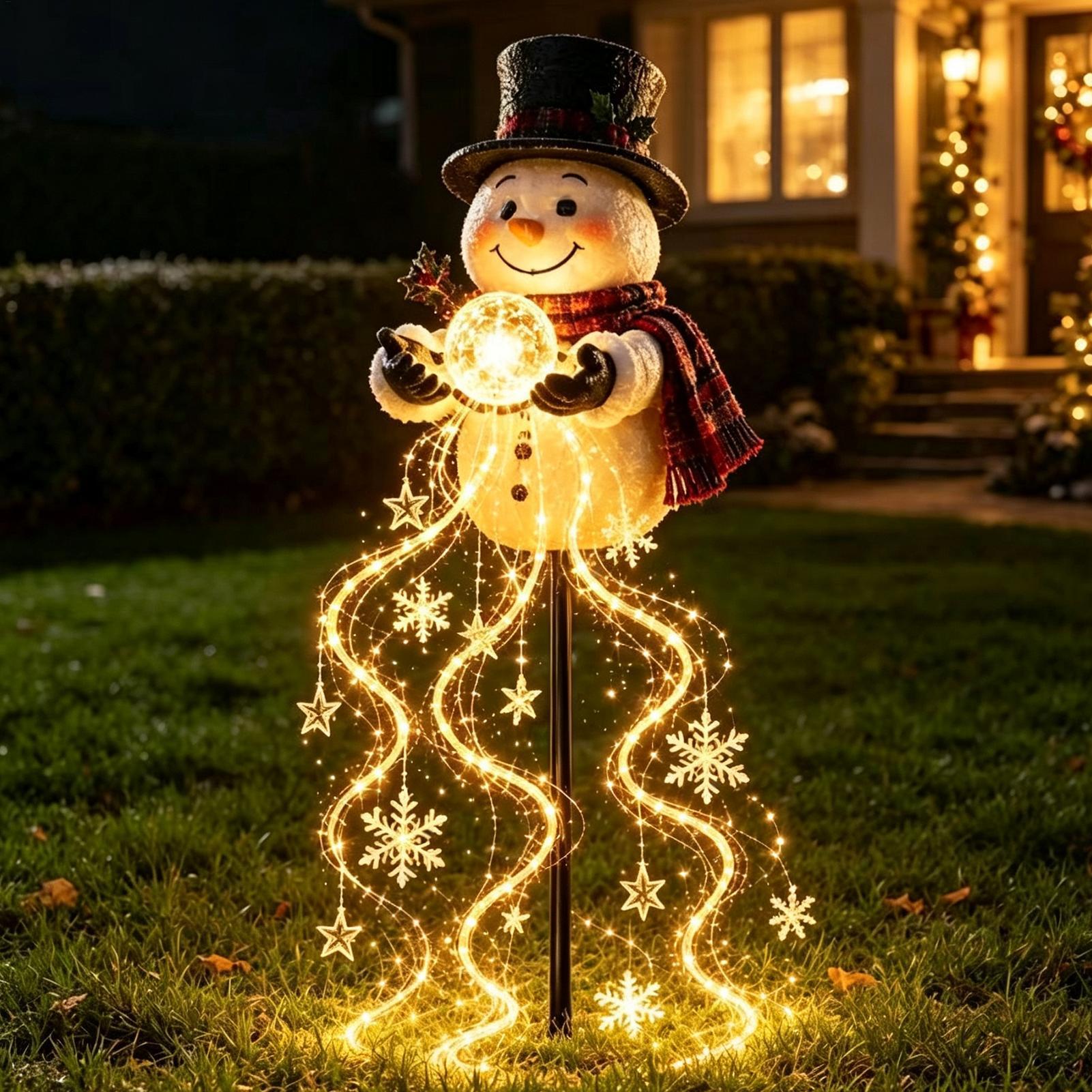Farming And Agriculture - Kerstpadverlichting 60cm Solar Sneeuwpop Staanderlichtslinger Waterdichte